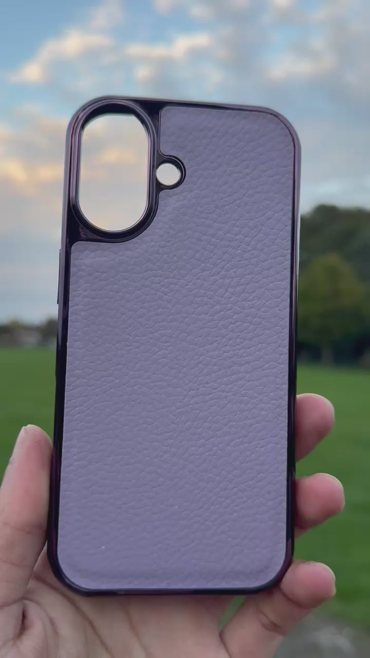 Premium Protection Kit iPhone 17 showcasing stylish purple leather back case for iPhone 17 cases and covers.